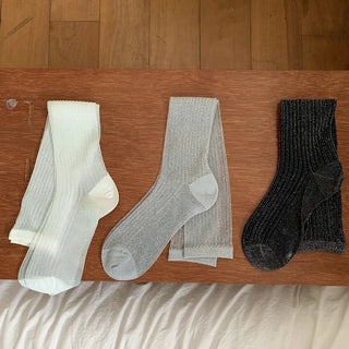Glitter Ribbed Knee-Long Socks