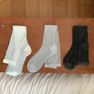 Glitter Ribbed Knee-Long Socks