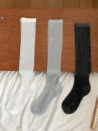 Glitter Ribbed Knee-Long Socks