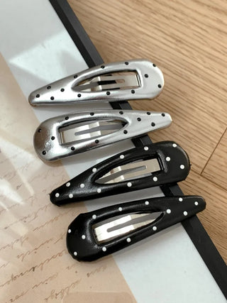 Leather Dot Cushion Triangle Polka Dot Hair Snap Clip