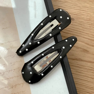Leather Dot Cushion Triangle Polka Dot Hair Snap Clip