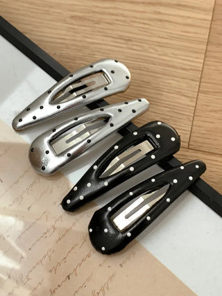 Leather Dot Cushion Triangle Polka Dot Hair Snap Clip