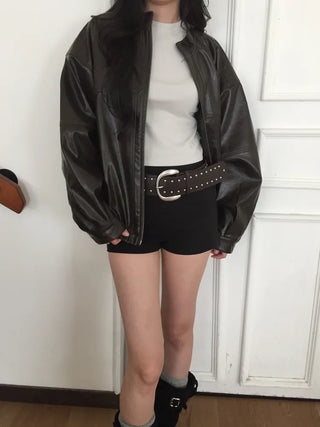 Wide Bold Studded Leather Big Belt