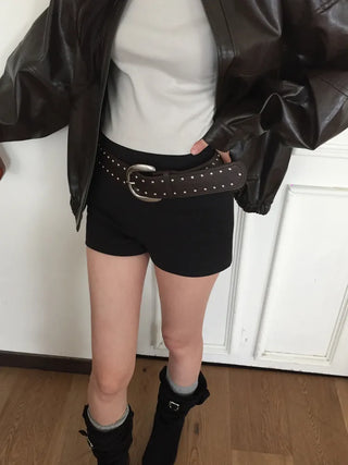 Wide Bold Studded Leather Big Belt