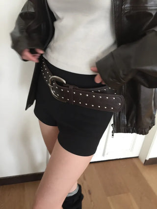 Wide Bold Studded Leather Big Belt