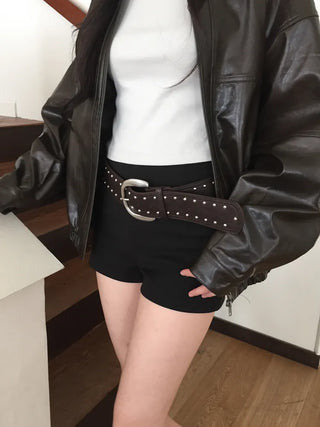 Wide Bold Studded Leather Big Belt