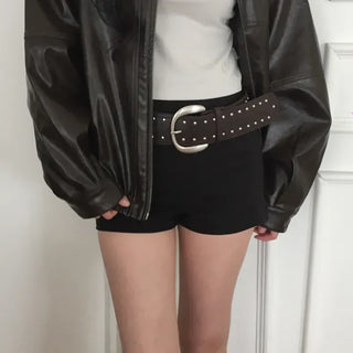 Wide Bold Studded Leather Big Belt