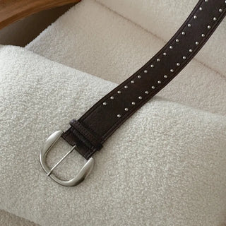 Wide Bold Studded Leather Big Belt