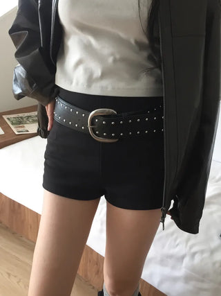 Wide Bold Studded Leather Big Belt