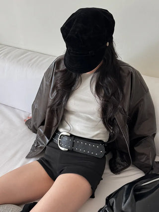 Wide Bold Studded Leather Big Belt