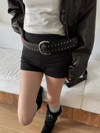 Wide Bold Studded Leather Big Belt