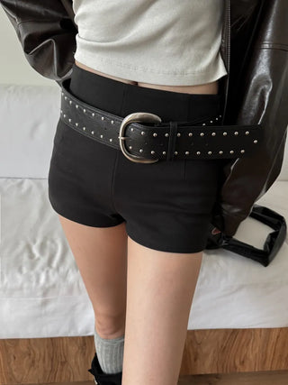 Wide Bold Studded Leather Big Belt