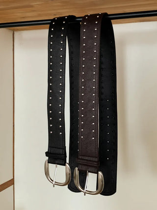 Wide Bold Studded Leather Big Belt