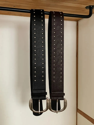 Wide Bold Studded Leather Big Belt