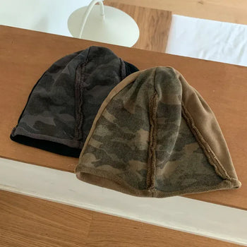 Camouflage Cotton Loose Fit Beanie Hat