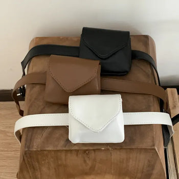 Minimal Square Hip Bag Leather Belt