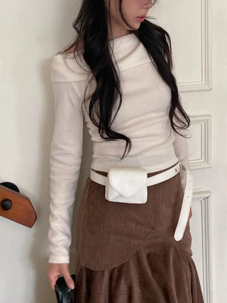 Minimal Square Hip Bag Leather Belt