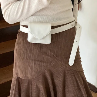 Minimal Square Hip Bag Leather Belt
