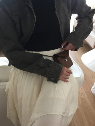 Minimal Square Hip Bag Leather Belt