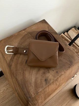 Minimal Square Hip Bag Leather Belt