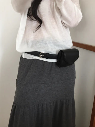 Minimal Square Hip Bag Leather Belt