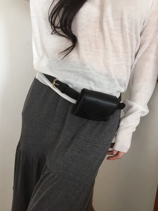 Minimal Square Hip Bag Leather Belt
