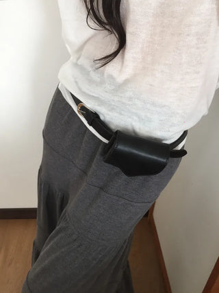 Minimal Square Hip Bag Leather Belt