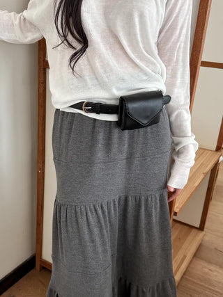 Minimal Square Hip Bag Leather Belt