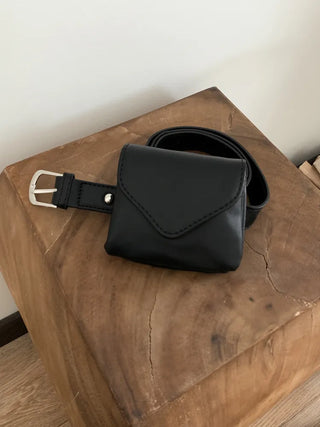Minimal Square Hip Bag Leather Belt