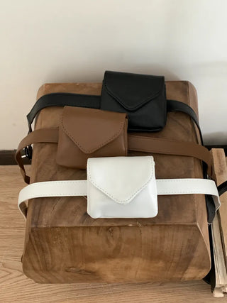 Minimal Square Hip Bag Leather Belt