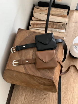Minimal Square Hip Bag Leather Belt