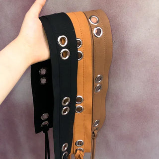Mid-Strap Eyelet Punching Knot Strap Belt
