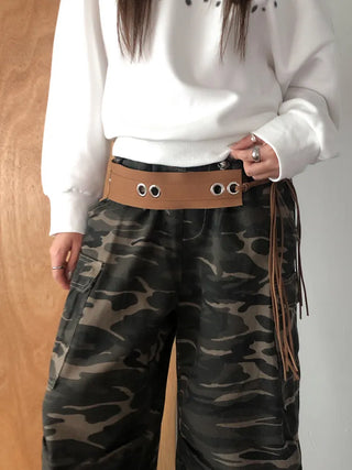 Mid-Strap Eyelet Punching Knot Strap Belt
