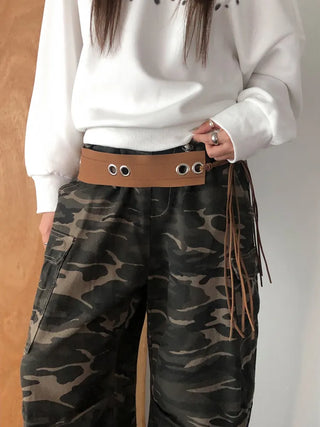 Mid-Strap Eyelet Punching Knot Strap Belt