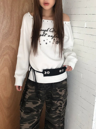 Mid-Strap Eyelet Punching Knot Strap Belt