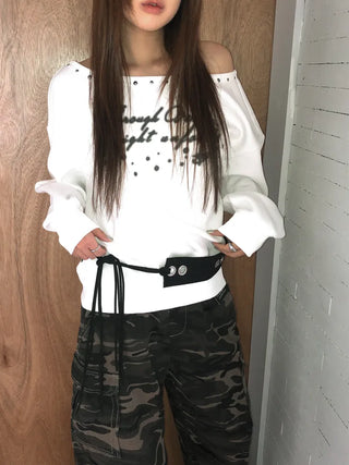 Mid-Strap Eyelet Punching Knot Strap Belt