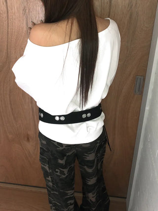 Mid-Strap Eyelet Punching Knot Strap Belt