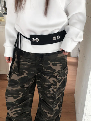 Mid-Strap Eyelet Punching Knot Strap Belt