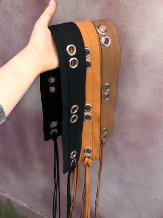 Mid-Strap Eyelet Punching Knot Strap Belt