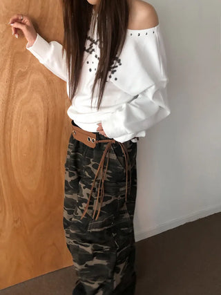 Mid-Strap Eyelet Punching Knot Strap Belt