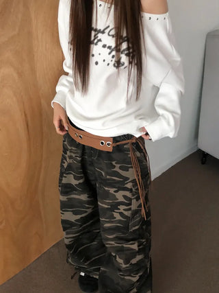 Mid-Strap Eyelet Punching Knot Strap Belt