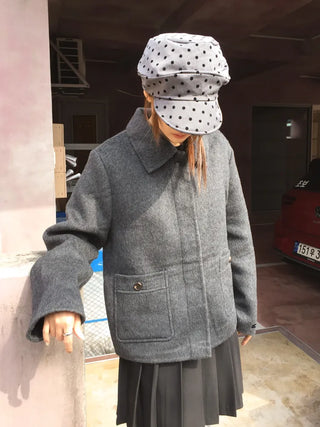 Overlap Dot Pattern Baker Cap Newsboy Cap