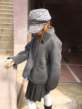 Overlap Dot Pattern Baker Cap Newsboy Cap