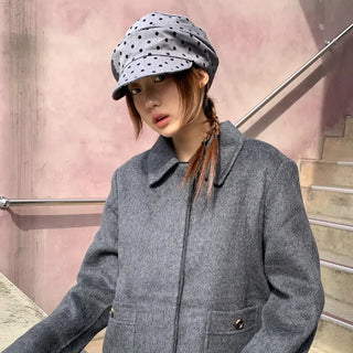 Overlap Dot Pattern Baker Cap Newsboy Cap
