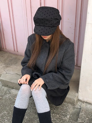Overlap Dot Pattern Baker Cap Newsboy Cap