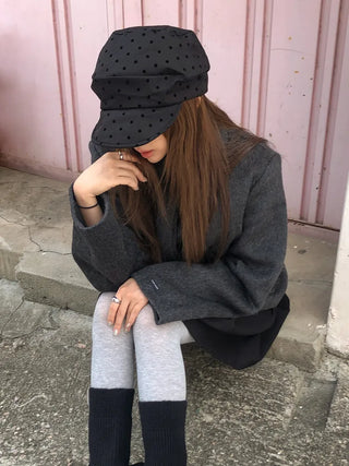 Overlap Dot Pattern Baker Cap Newsboy Cap