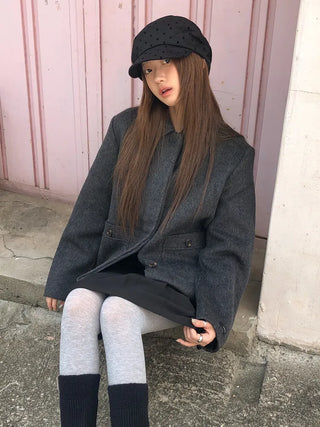 Overlap Dot Pattern Baker Cap Newsboy Cap