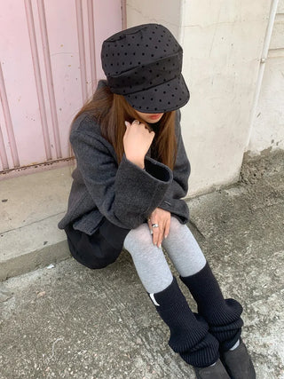 Overlap Dot Pattern Baker Cap Newsboy Cap