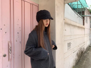 Overlap Dot Pattern Baker Cap Newsboy Cap