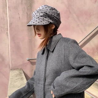 Overlap Dot Pattern Baker Cap Newsboy Cap